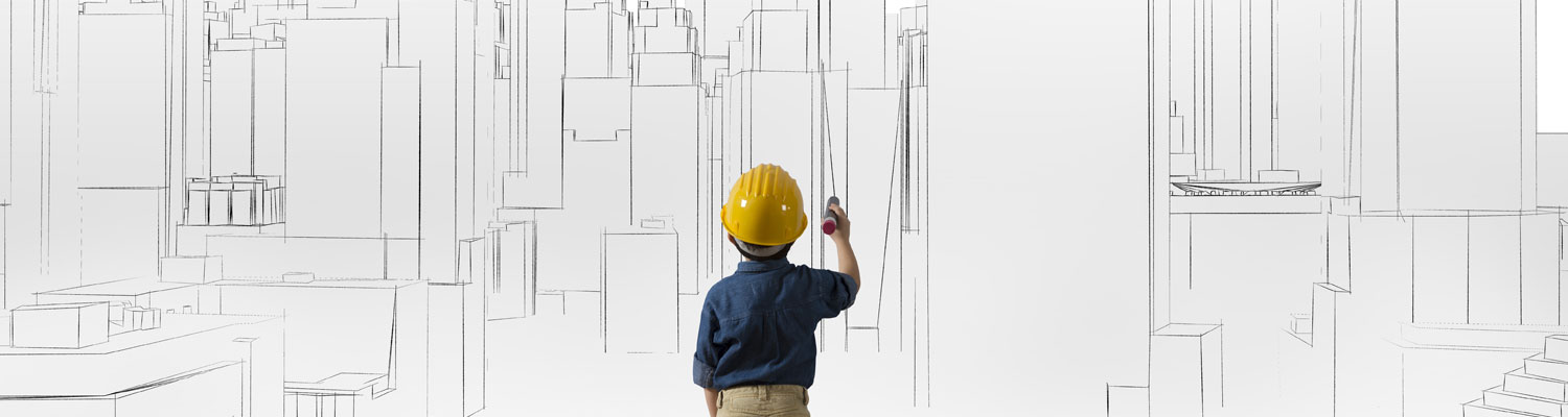 Boy drawing construction image